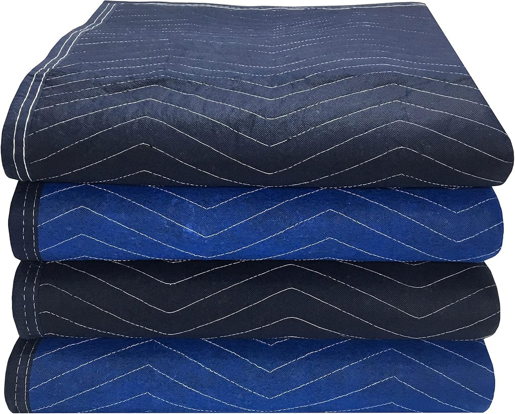 4 Supreme Woven Moving Blankets 72 x 80" Heavy Duty 85# , Blue - A0080HP04