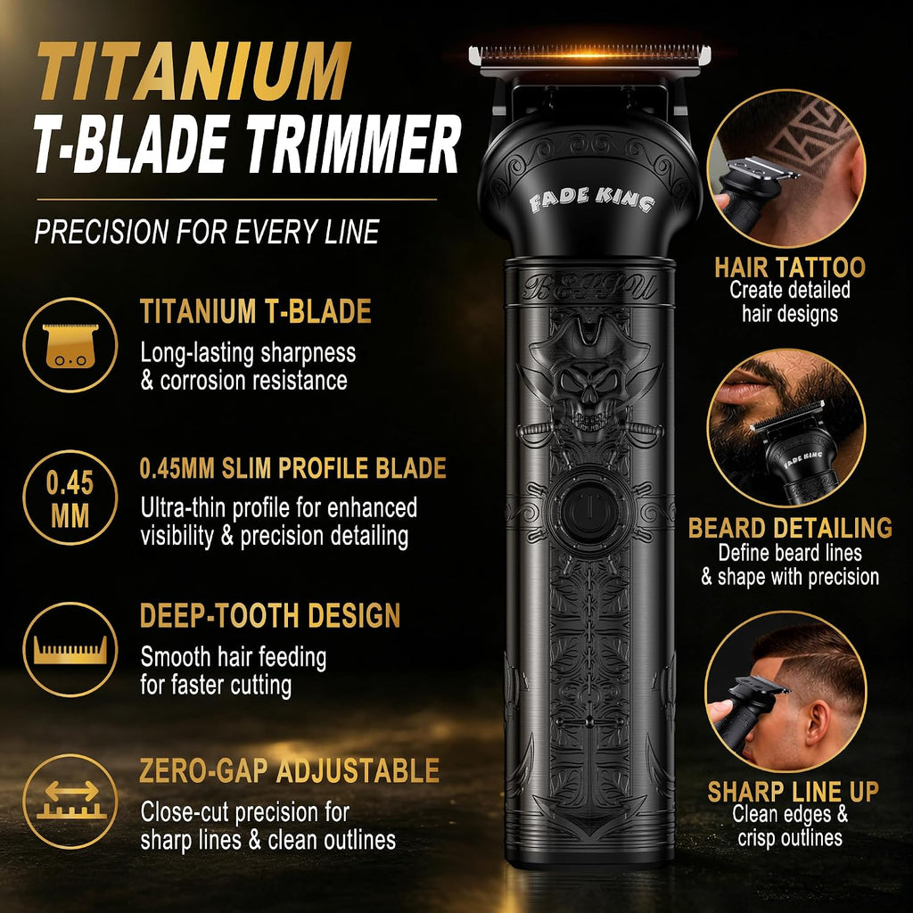 Hair Clippers for Men, Cordless Barber Clipper & Trimmer Set | 7000RPM High-Speed Motor, Titanium Fade Blade, Ceramic