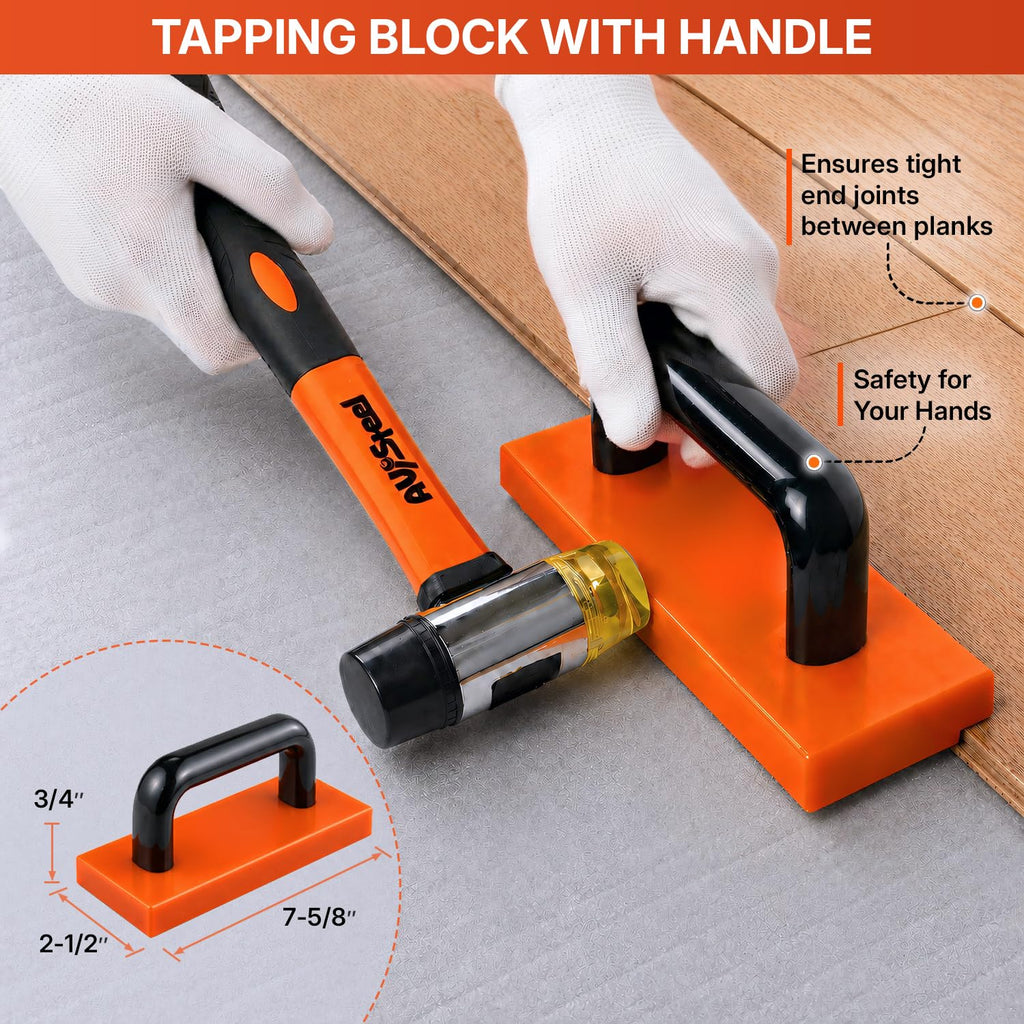 45-Piece Laminate Flooring Tools, Heavy Pull Bar, Solid Tapping Block with Handle, 40 Spacers, 33mm Double-Faced