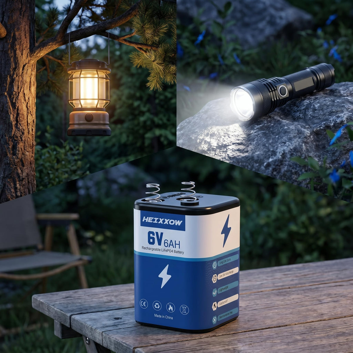 6V Lanterns Rechargeable LiFePO4 Battery 2 Pack with Charger
