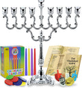 Hanukkah Menorah Candles Dreidels, Chanukah Guide Complete Set - Metal, Standard Version