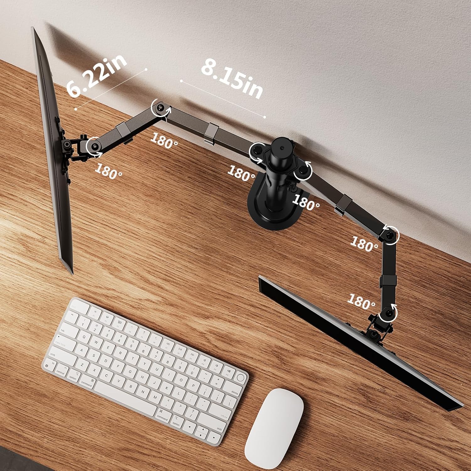 Dual Monitor Stand, Heavy Duty Adjustable Monitor Desk Mount for 2 Screens up to 32 Inches, Fully Adjustable Height