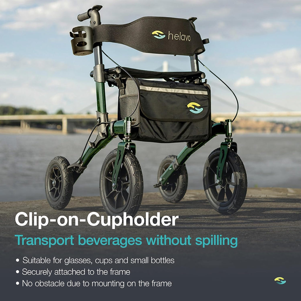 All Terrain Walker Rollator with 12” Pneumatic Tires – Foldable Outdoor Walkers for Seniors with Seat, Lightweight &
