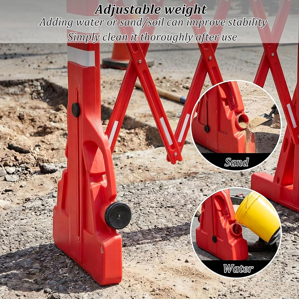 Traffic Barricade Fence with Weighted Base, Safety Barricade for Outside | Expandable Mobile Barricade System