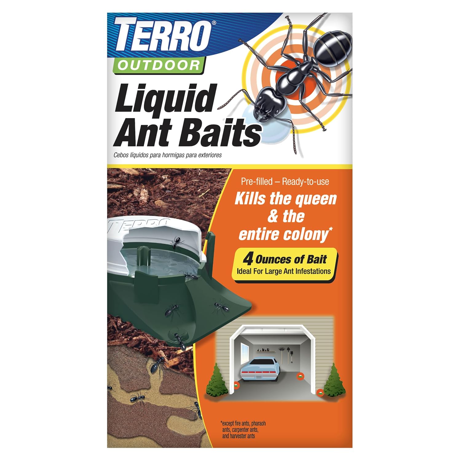 T1804-6 Outdoor Ready-to-Use Liquid Ant Bait Killer and Trap - Kills Common Household Ants - 4 Bait Stations |