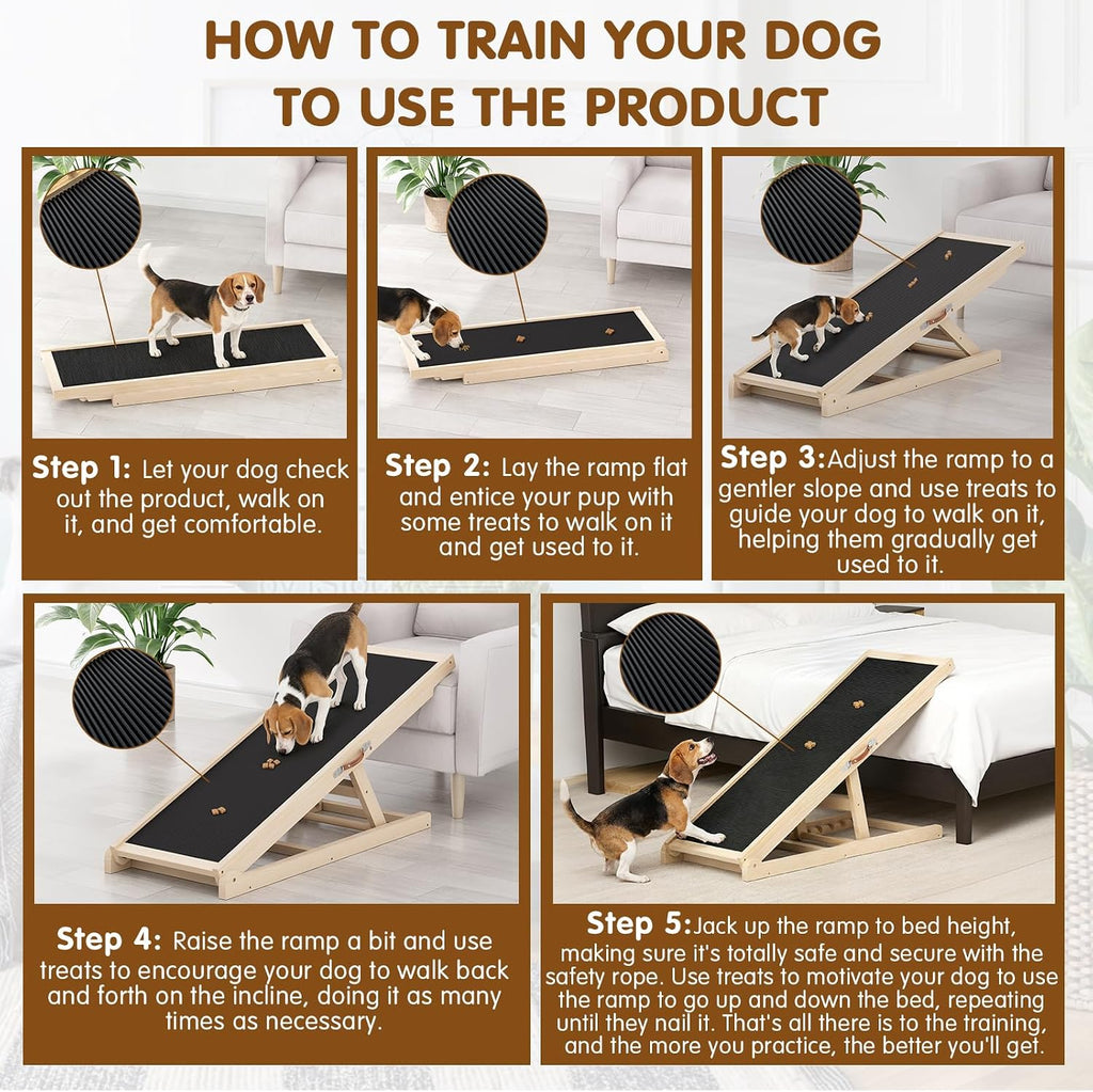 Dog Ramp for Couch, Adjustable Height Ramps for Pets to Get on Bed