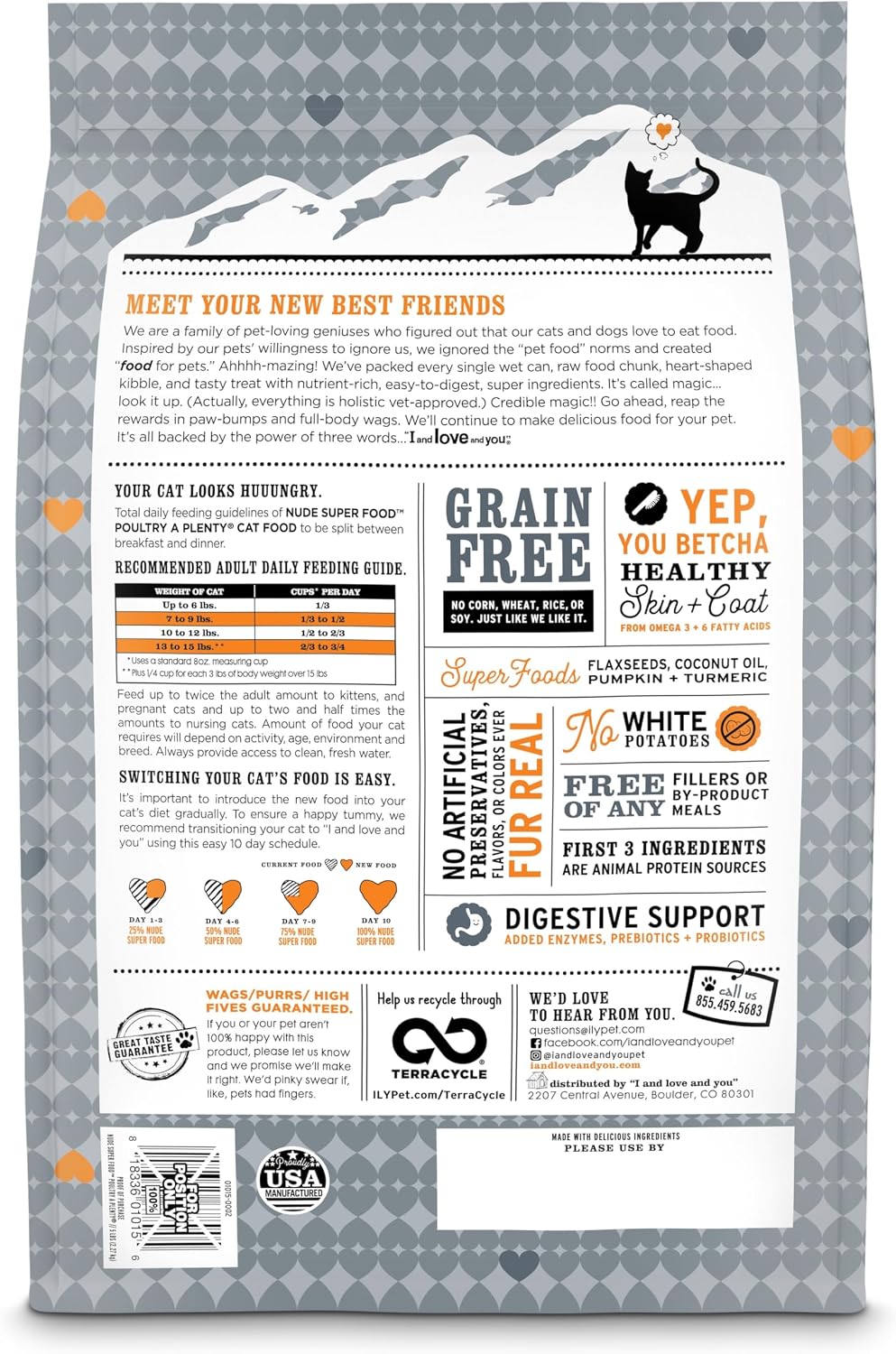 Nude Super Food Dry Cat Food - Turkey + Chicken - Grain Free, High Protein, No Fillers, Superfoods, 5lb Bag
