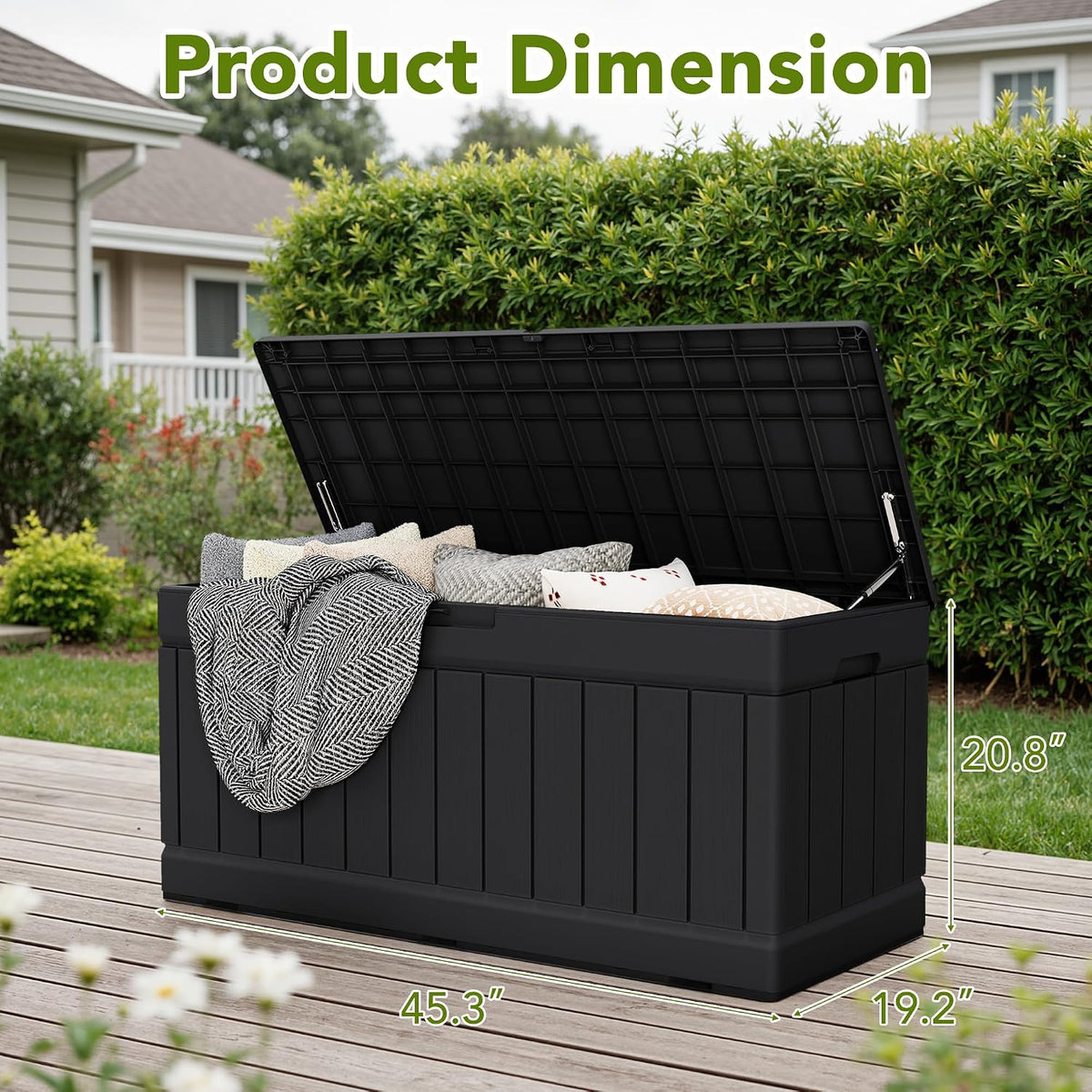 78 Gallon Deck Box, Waterproof Resin Outdoor Storage Box | Outdoor Storage Bench Lockable for Outside and Patio
