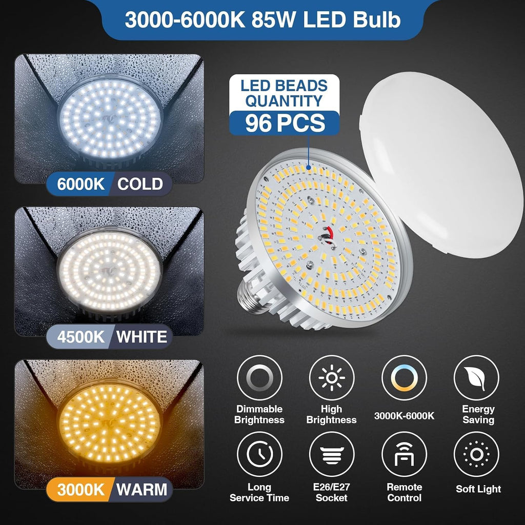 Softbox Lighting Kit 85W 16"x16" Soft Box for Photography Light 1Pack | 3000K-6000K LED Bulbs with Remote, 65"