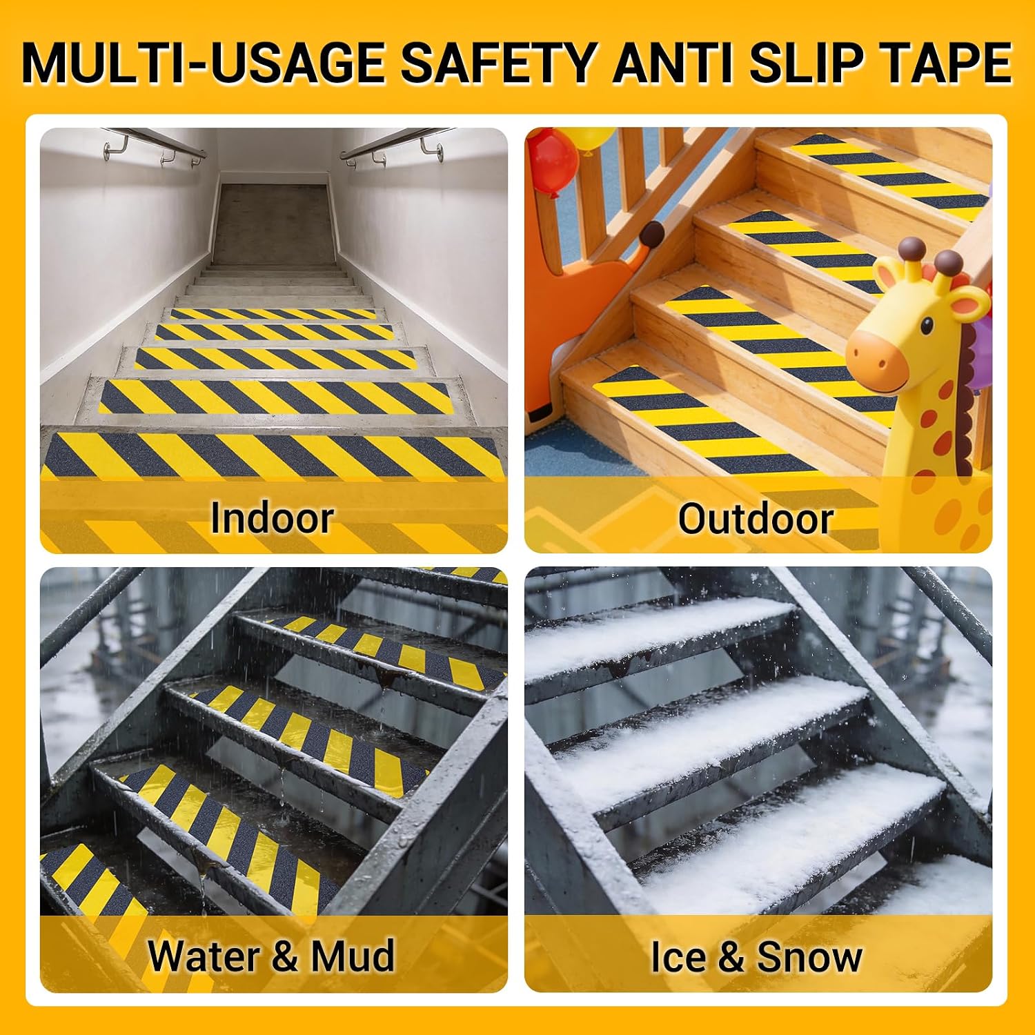 Anti Slip Tape, 4 Inch x 42 Ft Grip Tape for Stairs Outdoor/Indoor, Waterproof Non Skid Roll for Stair Treads Non