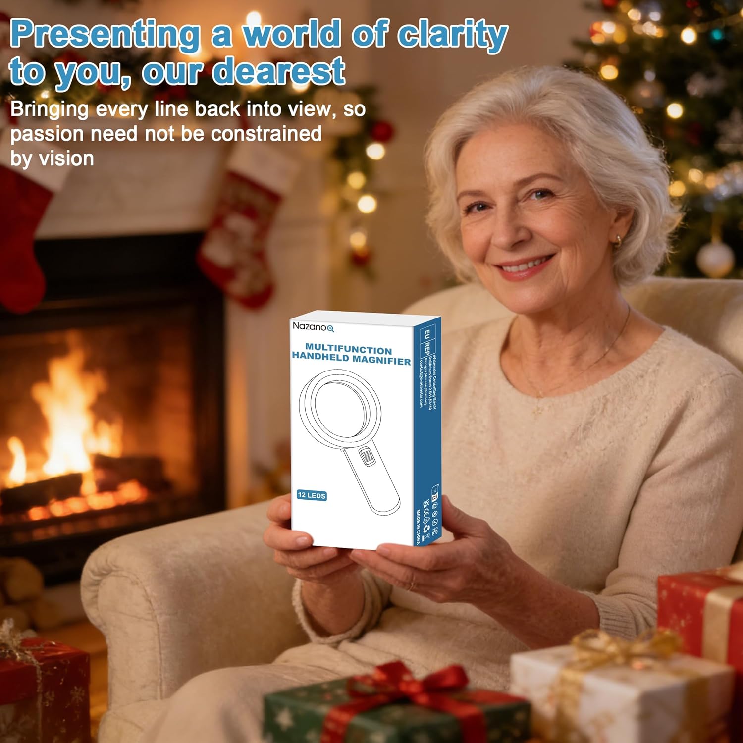 Magnifying Glass with 12 LED Lights for Senior Reading, 10X | Ultra-clear Handheld Reading Magnifier for Seniors