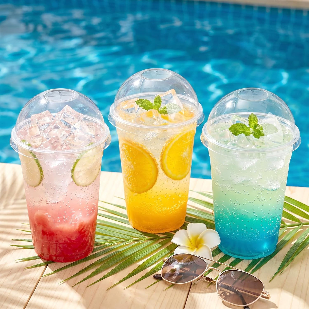 200 Pack 16oz Clear Plastic Cups with Dome Lids