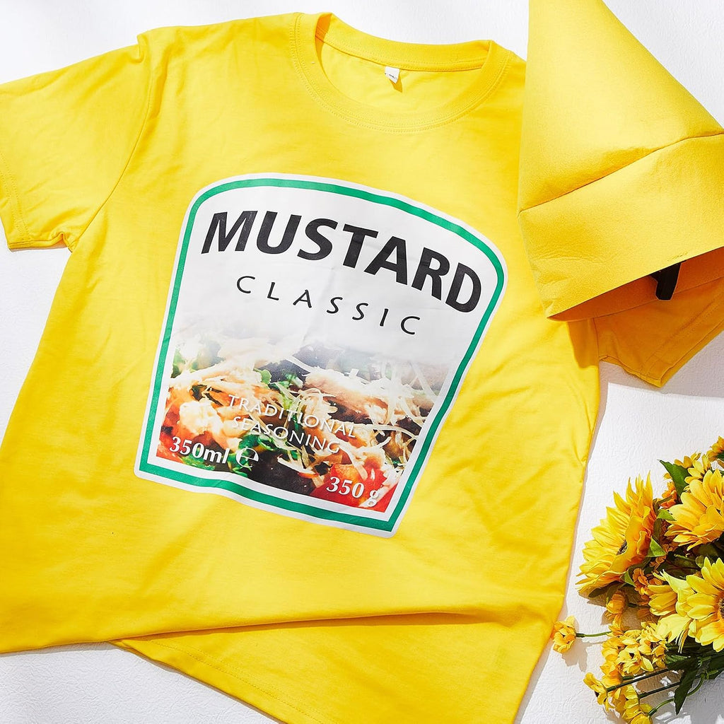 Halloween Yellow Mustard Red Ketchup Costume Matching Group T-shirt and Hat Halloween Couple Costume