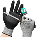 A3/A4/A9 Cut Resistant Work Gloves for Men Women,Touchscreen Foam Nitrile Coated,Ideal for Glass Cutting Wood Carving