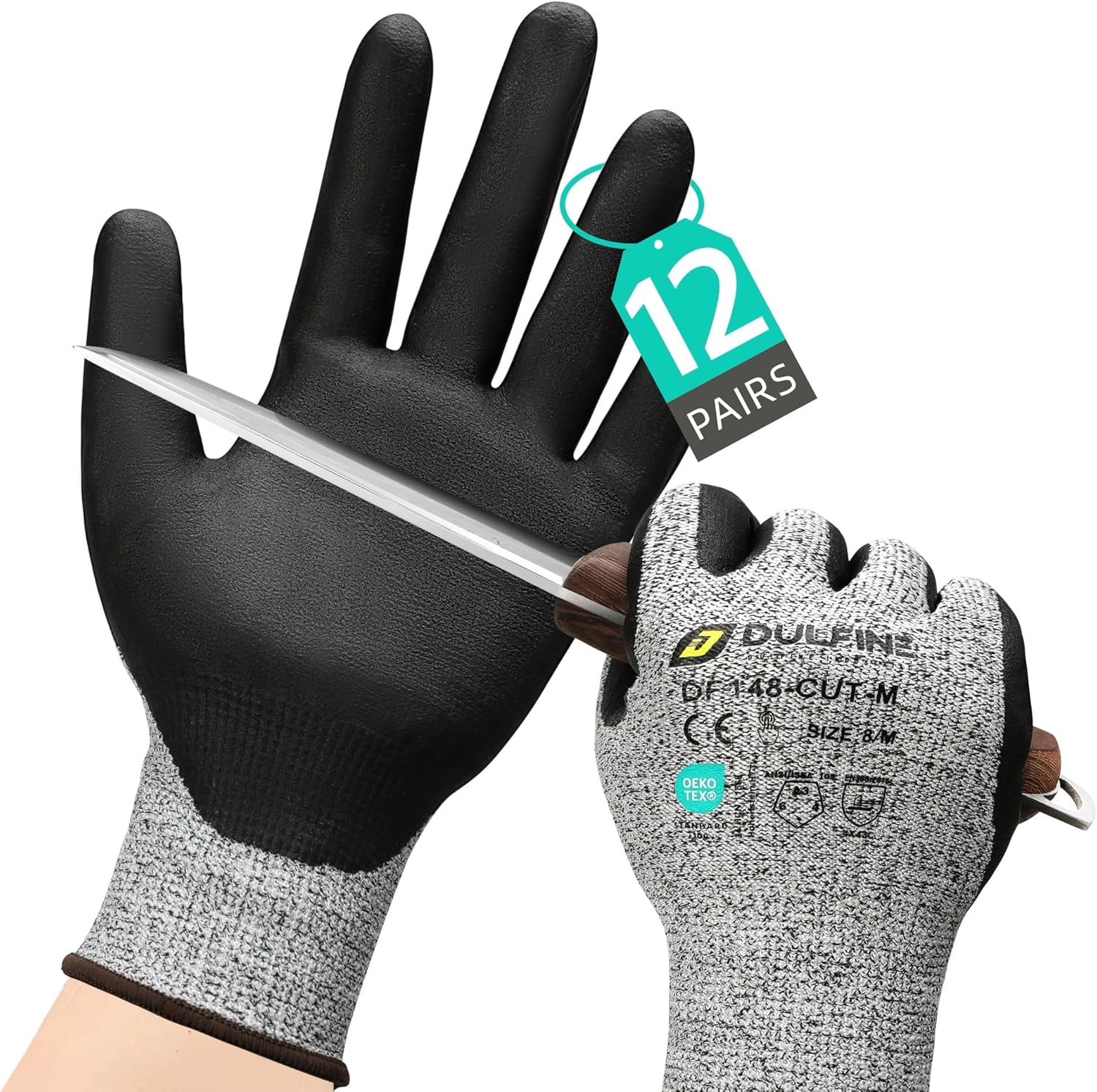 A3/A4/A9 Cut Resistant Work Gloves for Men Women,Touchscreen Foam Nitrile Coated,Ideal for Glass Cutting Wood Carving