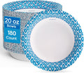 20 oz Paper Bowls, 180 Count Printed Disposable Large Bowls Bulk