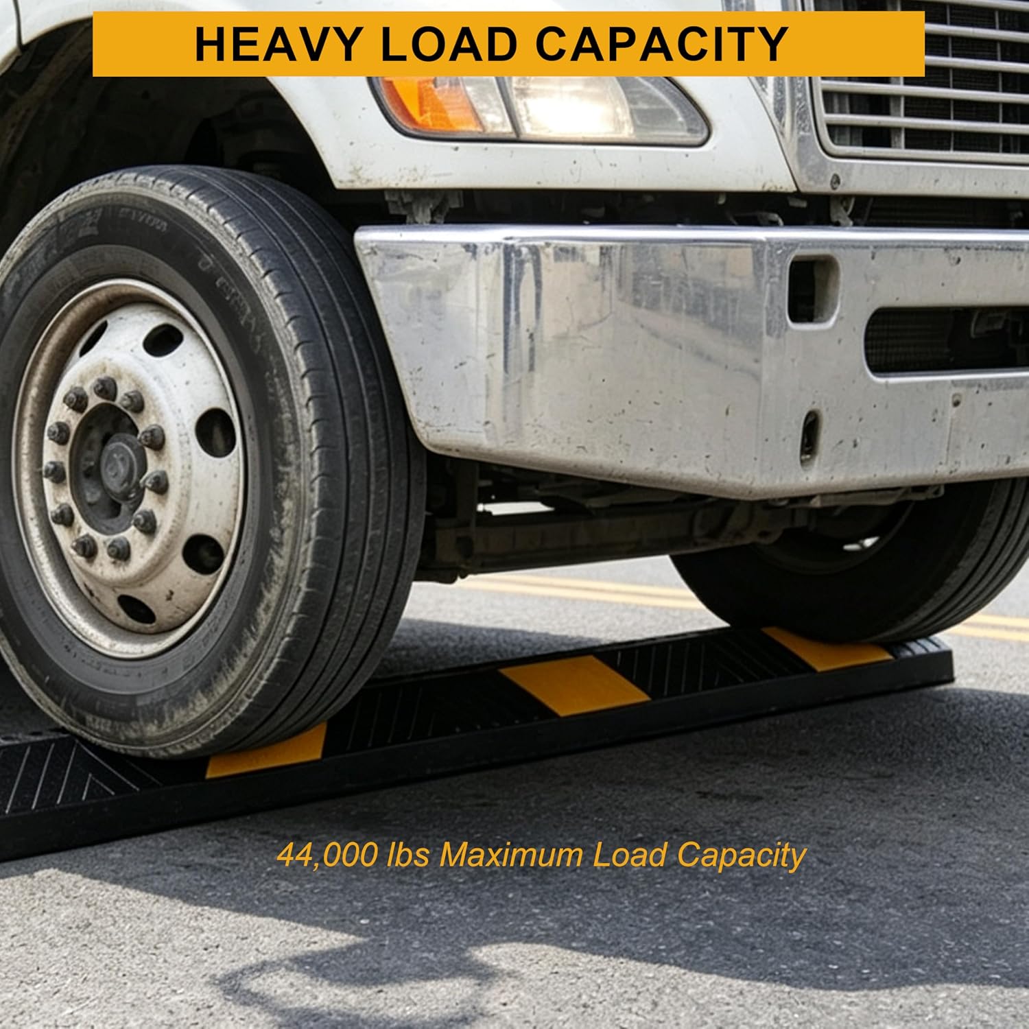 4 Pack 72" Rubber Parking Curbs | Heavy Duty Garage Floor Wheel Stopper with Yellow Reflective Stripes for Car
