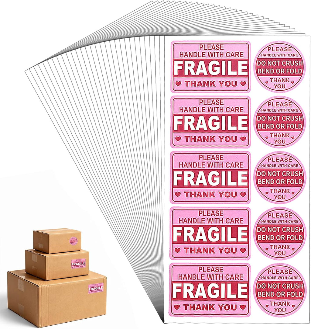 300PCS Fragile Stickers for Shipping, Handle with Care Labels for Box