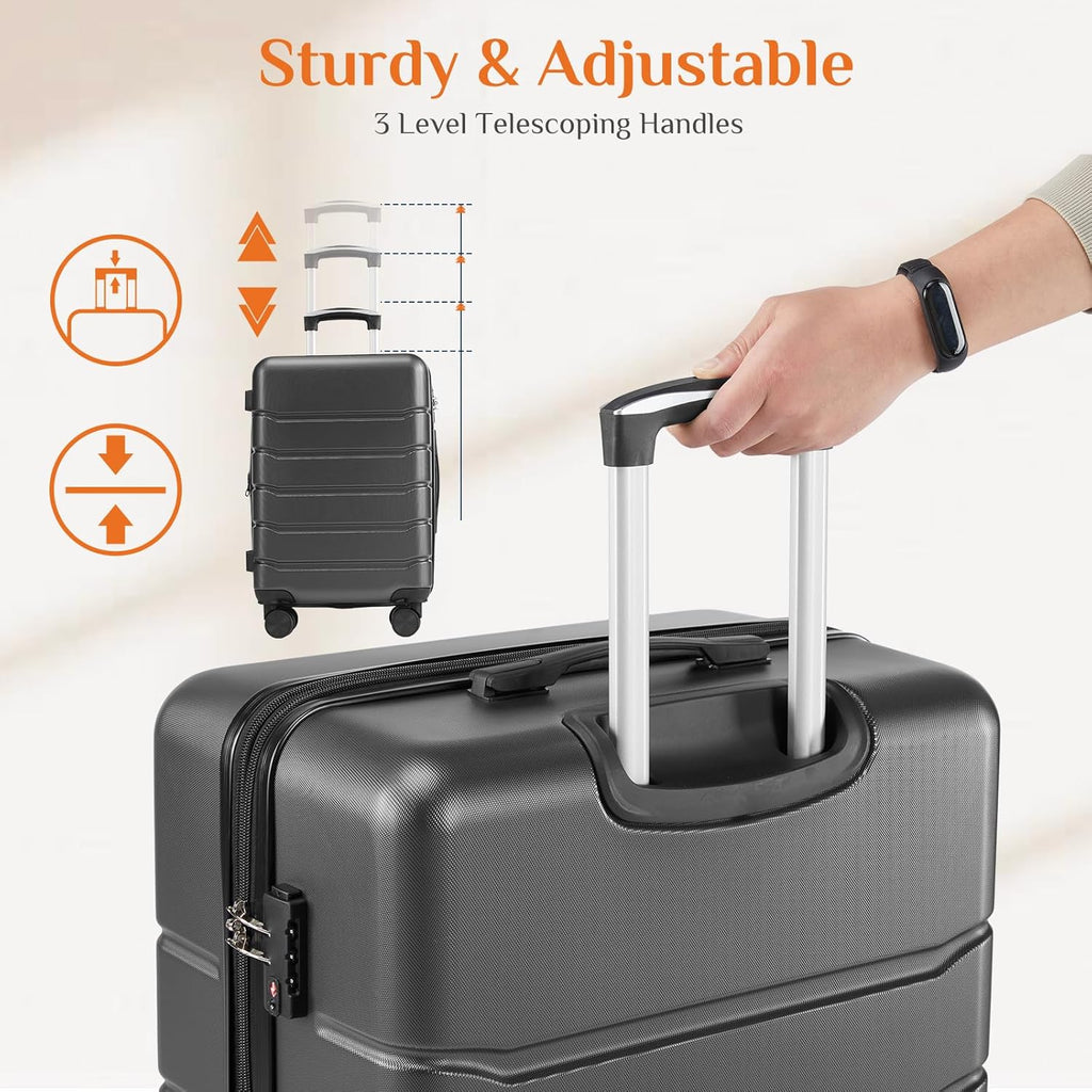 Carry on Luggage, Hard Shell ABS Suitcase with Double Spinner Wheels, Lightweight Expandable Rolling Suit Case with