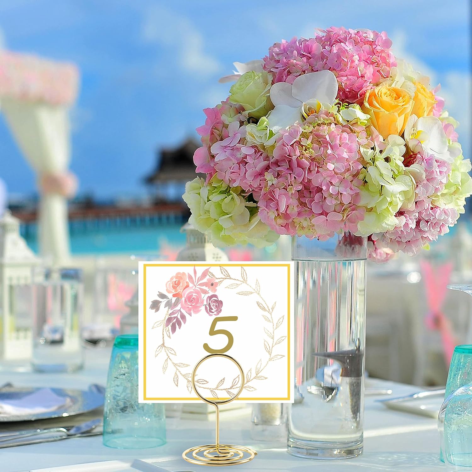 Table Number Holders, 26PCS Place Card Holder, Photo Holder (2" Gold) | Picture Holder, Cards Stand Name Menu Clips