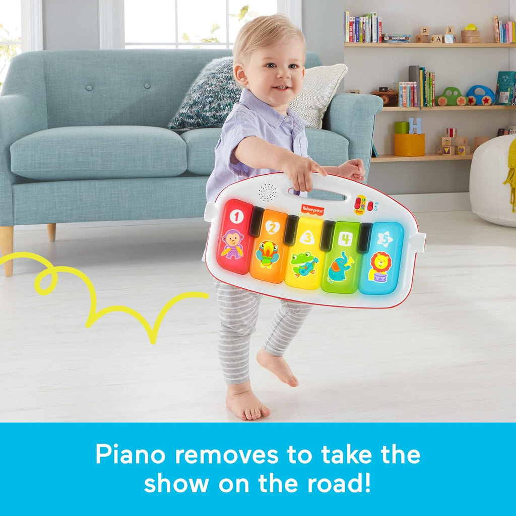 Fisher-Price Baby Playmat Deluxe Kick & Play Piano Gym for Learning & 2 Maracas Soft Rattles for Newborn to Toddler