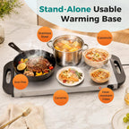 Triple Buffet Server, 7.5Qt Electric Food Warmer with Lids, Silver