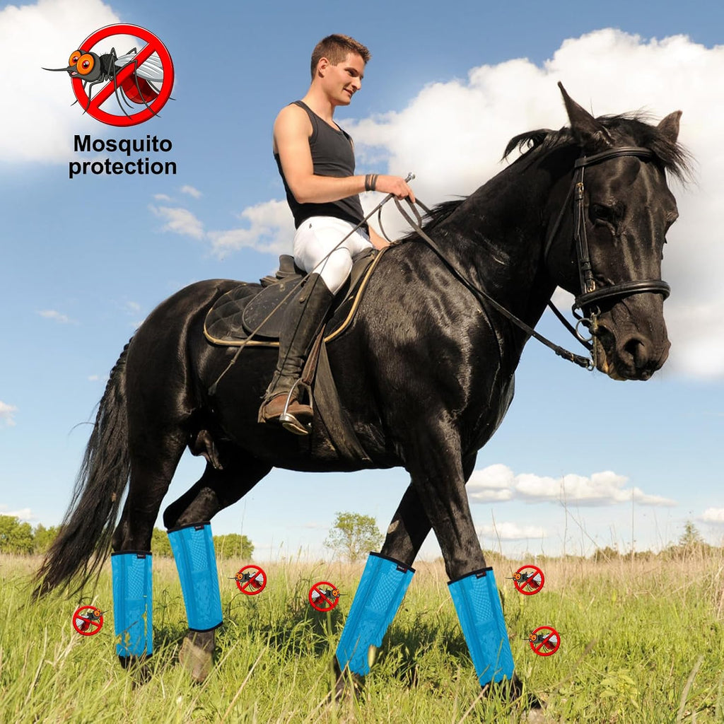 Horse Fly Boots, Breathable Mesh Protection Set of 4, Comfortable Horse Leggings, Breathable Mesh Design, Equine