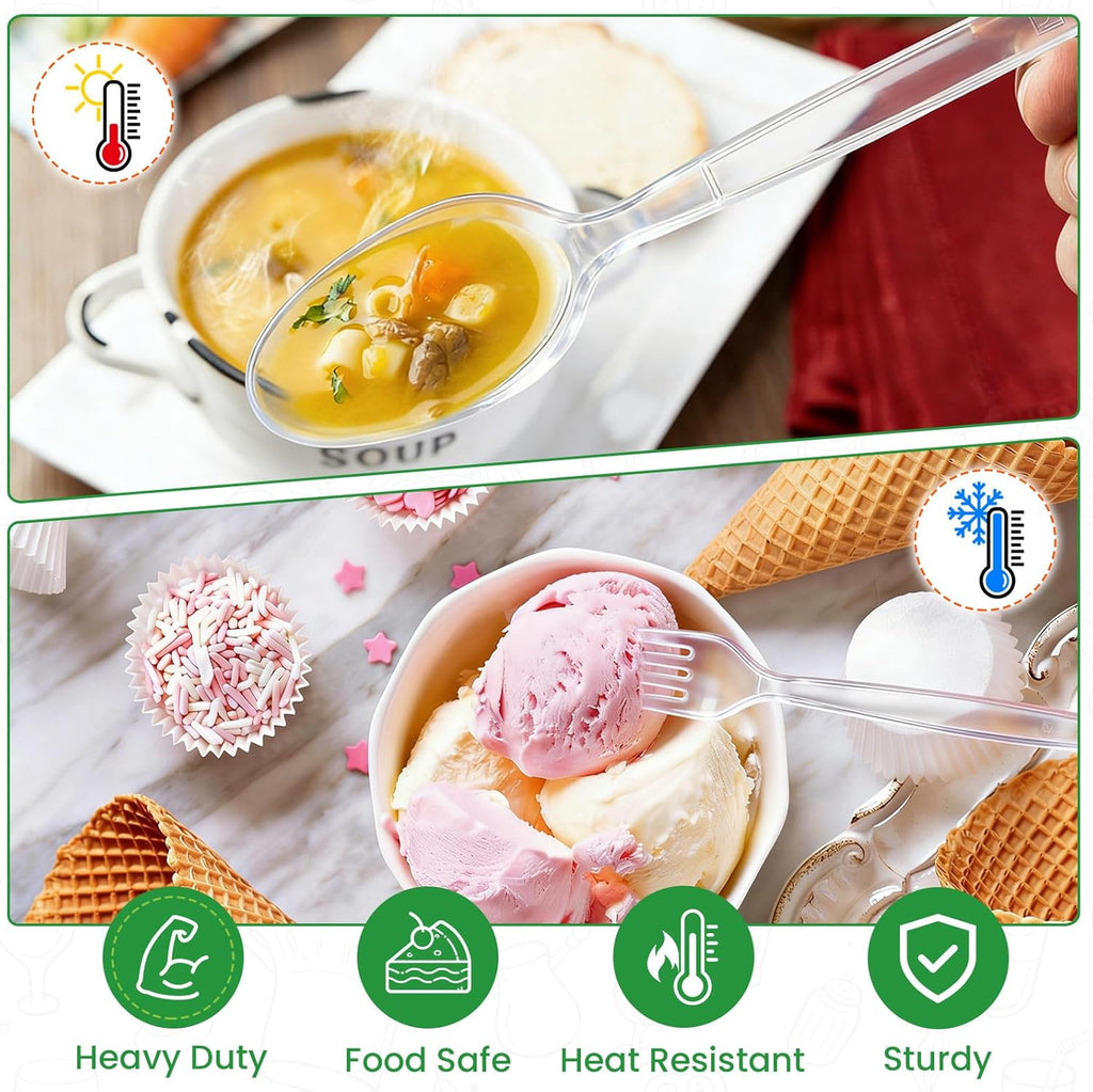 1200 Count Plastic Silverware Heavy Duty, 600 Spoons & 600 Forks, BPA-Free