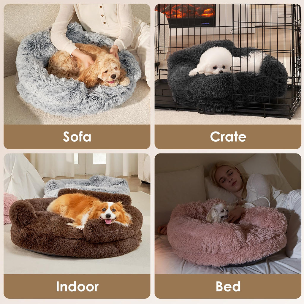 30" Calming Donut Dog Bed for Medium Dog & Cat Washable Pet Couch