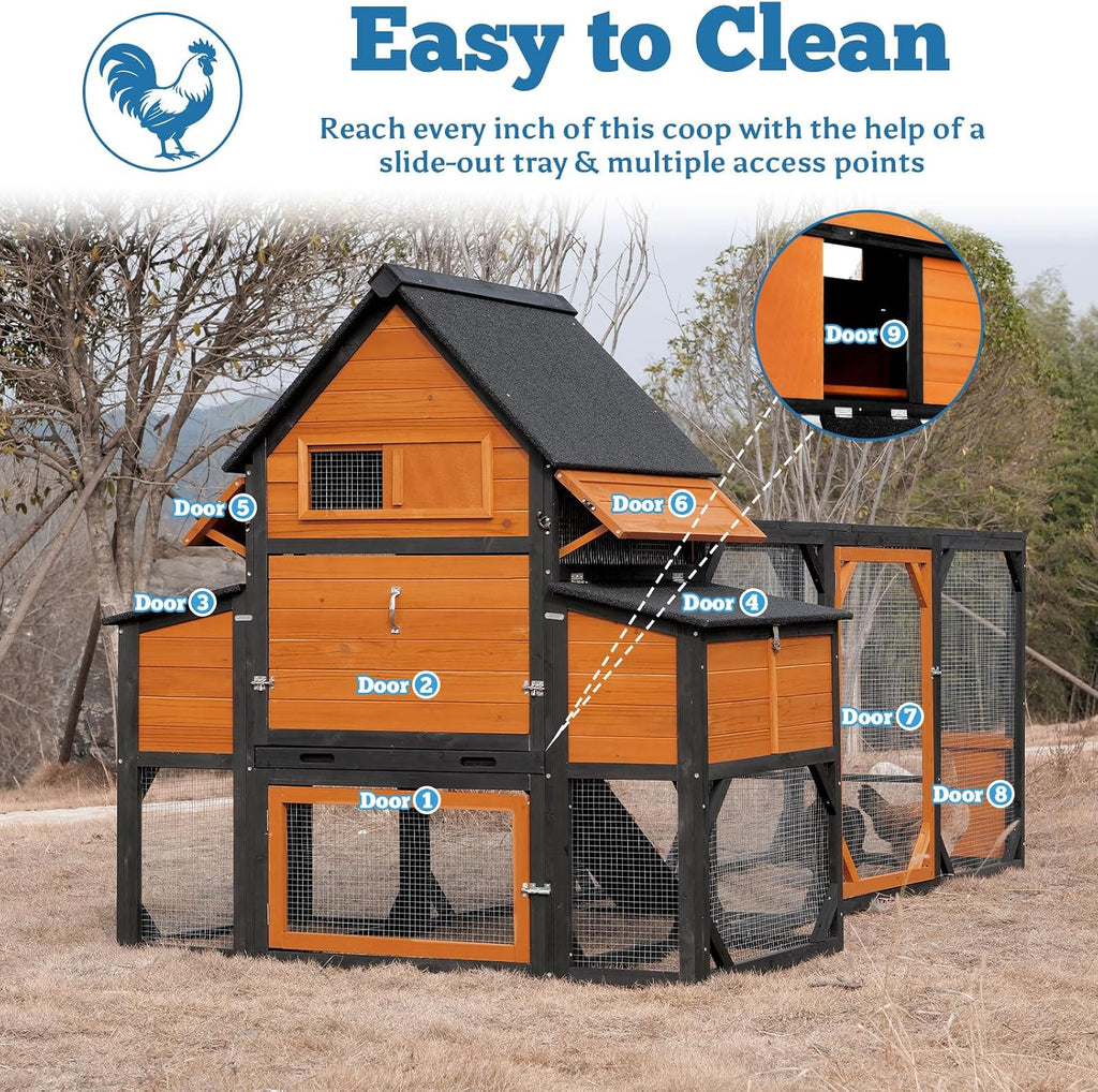 120" Large Chicken Coop with Run for 6-10 Chickens Poultry Cage