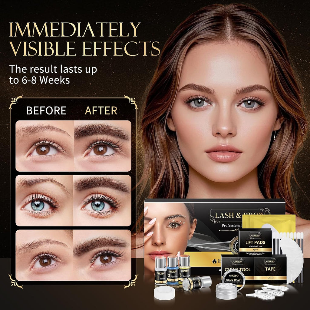 Lash Lift Kit - Eyebrow and Eyelash Lamination Kit, Professional Eyelash Curling Lash Extension & Eyebrow Lift, Easy