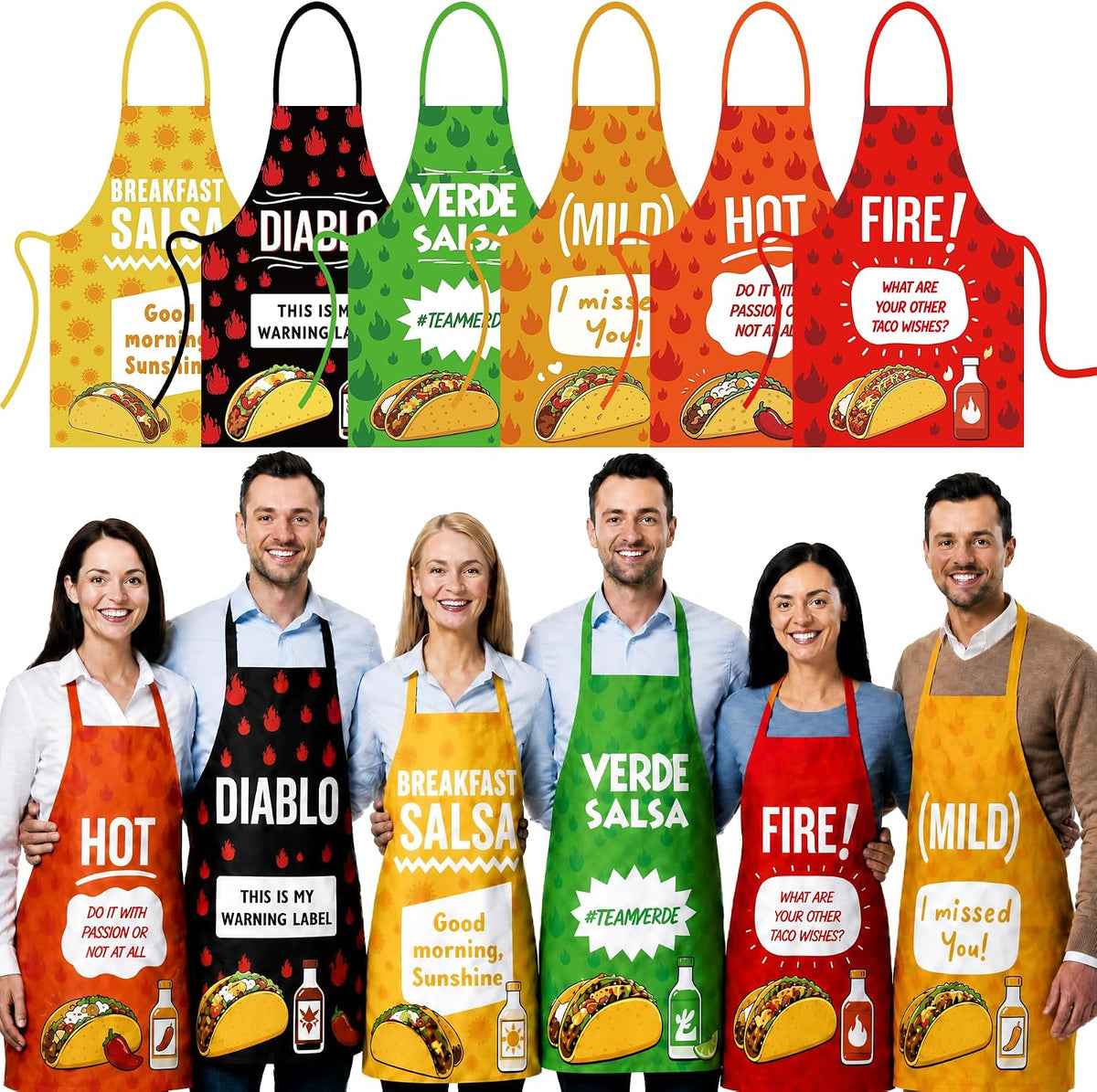 6 Pcs Taco Sauce Costume, Halloween Group Costume Condiment Apron