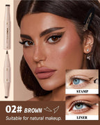 Eyeliner Stamp Wingliner, Brown Liquid 3-in-1 Winged Eyeliner Pen No Smudge