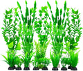 Artificial Aquarium Plants Set, Plastic Fish Tank Decorations, Fish Tank Decor for Betta Goldfish (18pcs-Green)