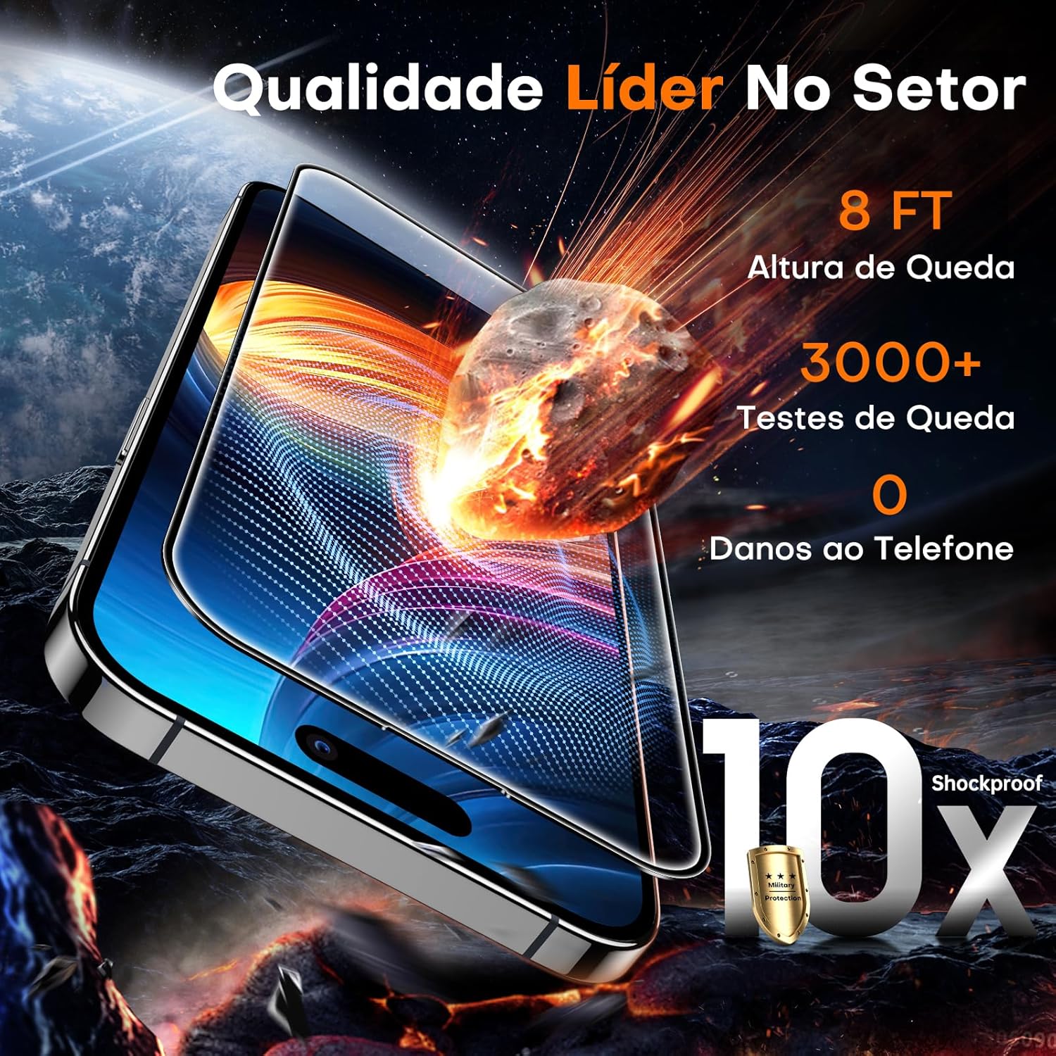 for iPhone 16 Pro Max Screen Protector, 9H Hardness Military Grade Shatterproof HD Tempered Glass Full Coverage Easy
