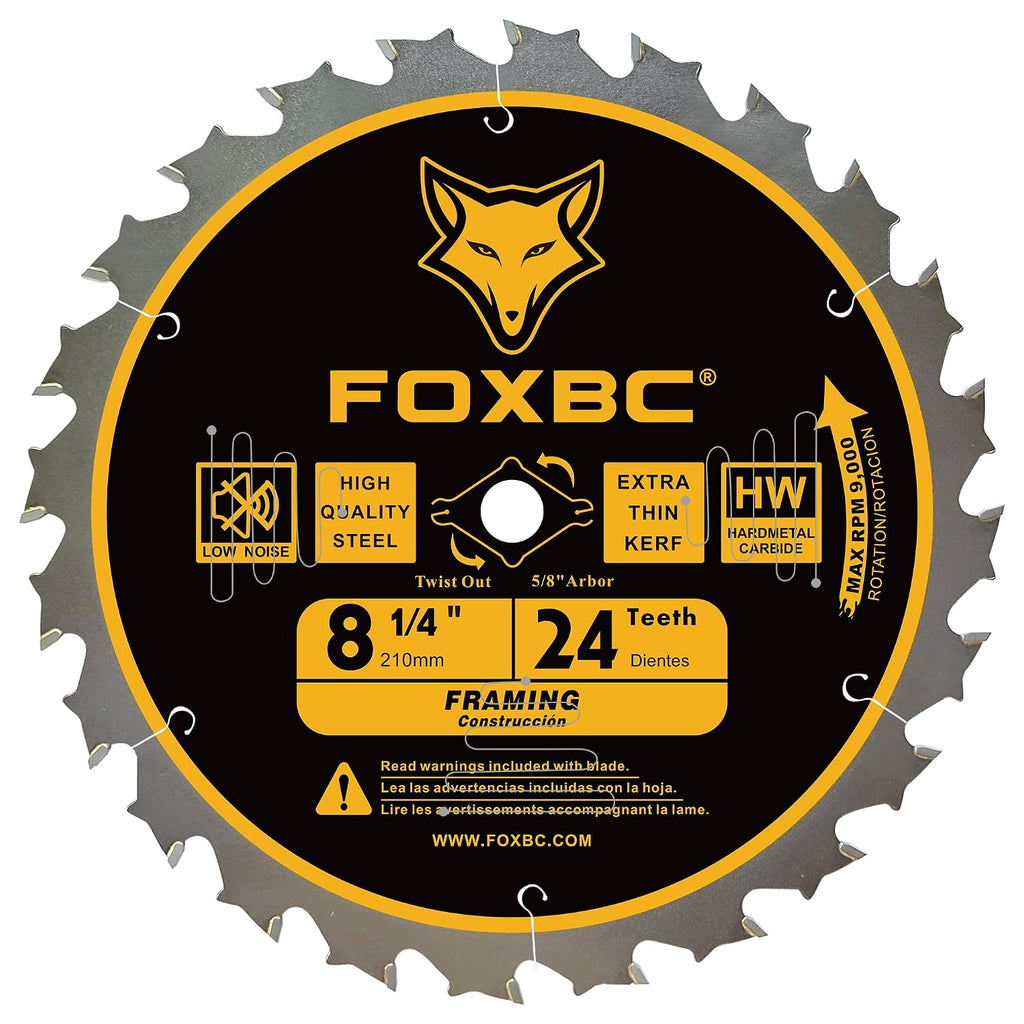 8-1/4 Inch Table Saw Blade 24 Tooth, 60 Tooth Wood Cutting with 5/8" Arbor, Diamond Knockout