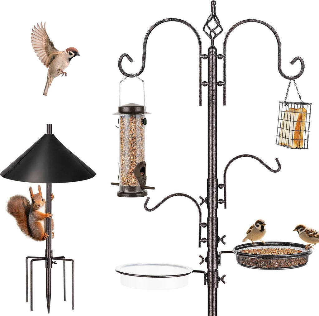 Bird Feeders Bird Feeding Station Kit Bird Feeding Pole Wild Bird Feeder Hanging Kit with Squirrel Guard Baffle Suet