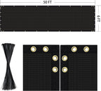 6' x 50' Heavy Duty Privacy Screen Fence (Black)