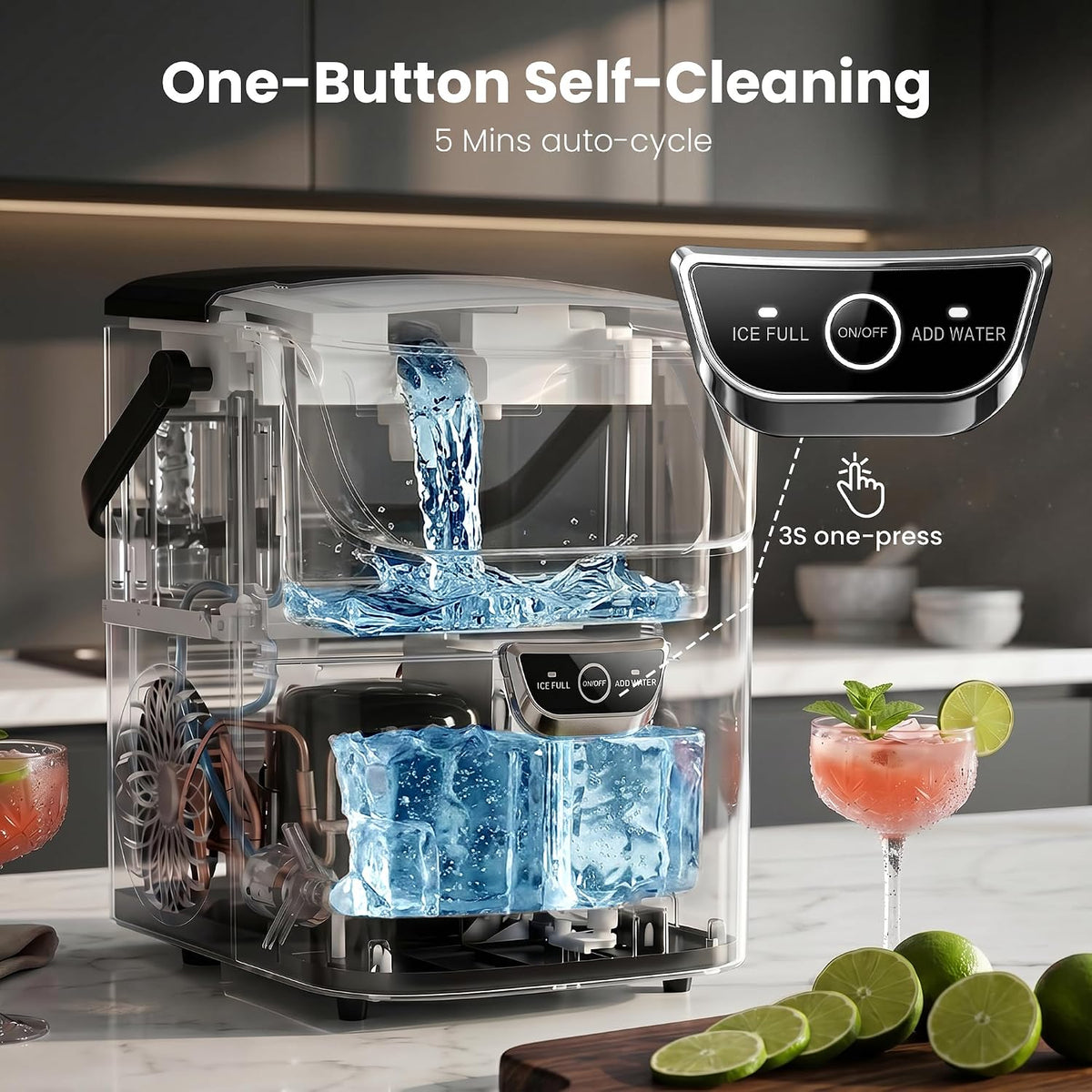 Nugget Ice Makers Countertop, 35lbs/Day Crushed Ice Machine