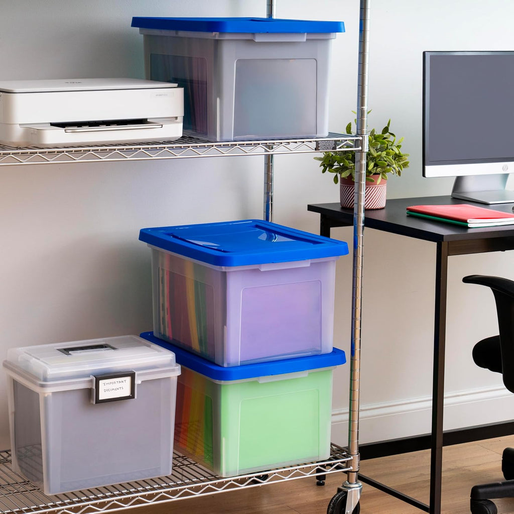 File Storage Box with Lid, Document Protection Box for Letter/Legal Files, Safety File Storage Container, Portable