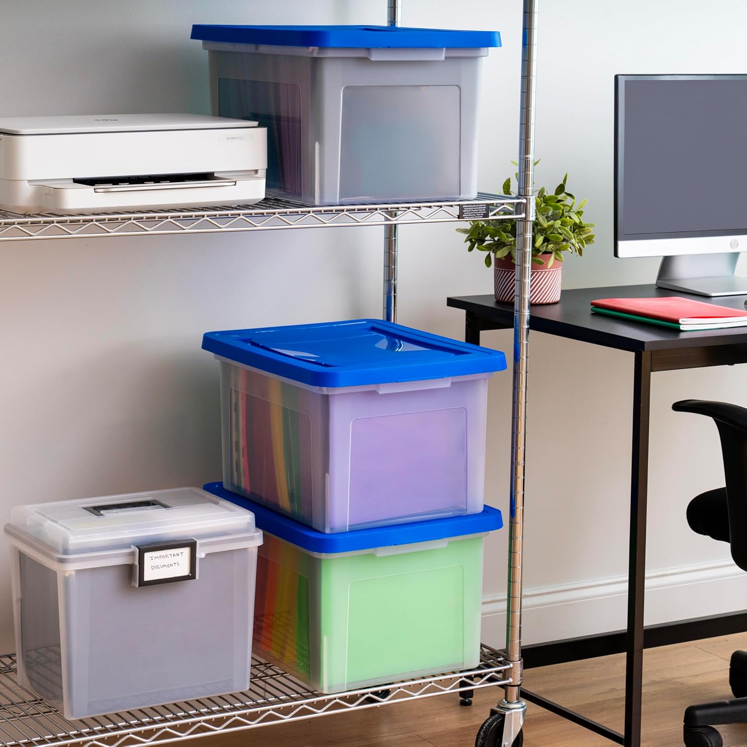 File Storage Box with Lid, Document Protection Box for Letter/Legal Files, Safety File Storage Container, Portable