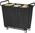 3 Section Heavy Duty Laundry Sorter Cart with Wheels, 360L, Black | Rolling Laundry Hamper Sorter Cart, Extra Large