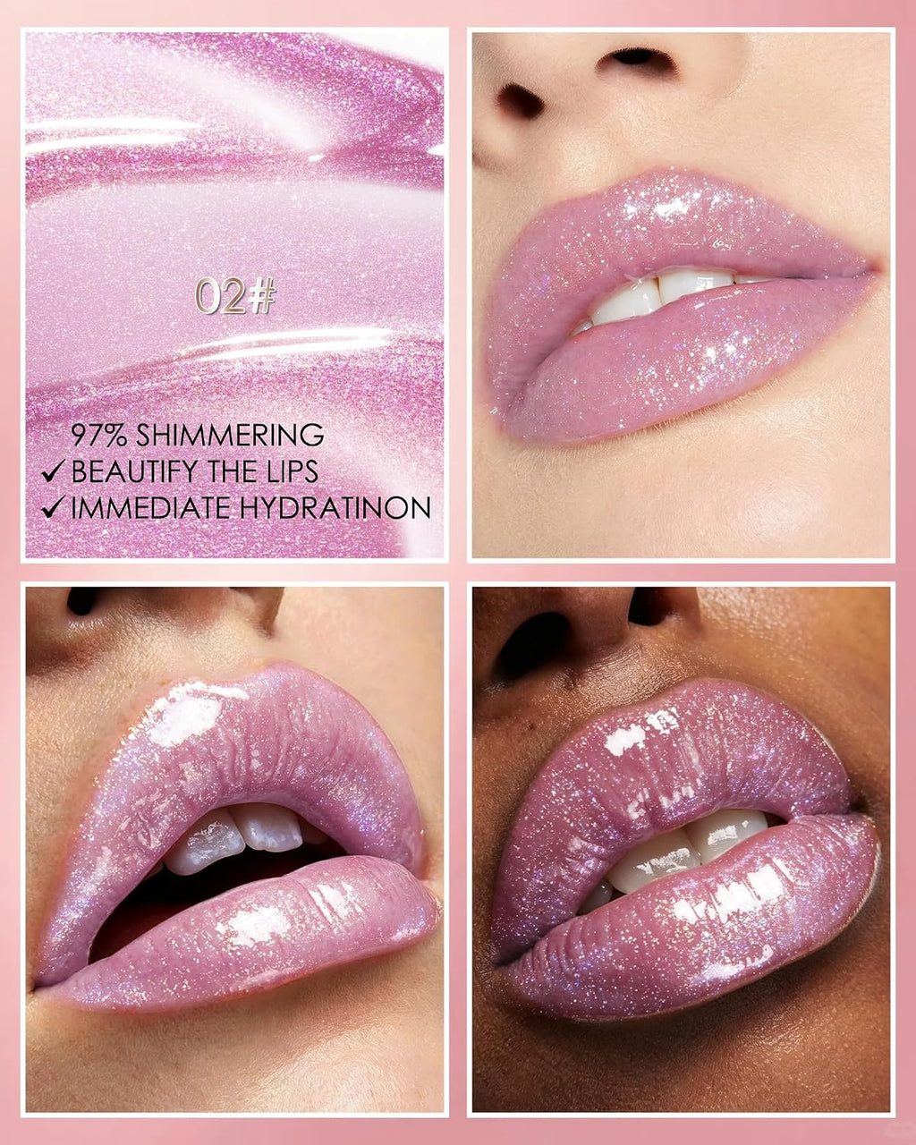 Glitter Holographic Lip Gloss, Shimmer Moisturizing Liquid Lip Tint Stain