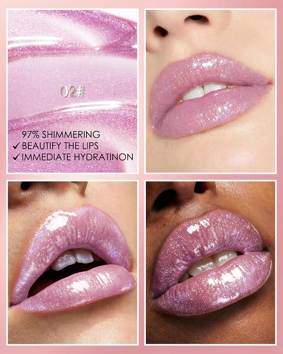 Glitter Holographic Lip Gloss, Shimmer Moisturizing Liquid Lip Tint Stain