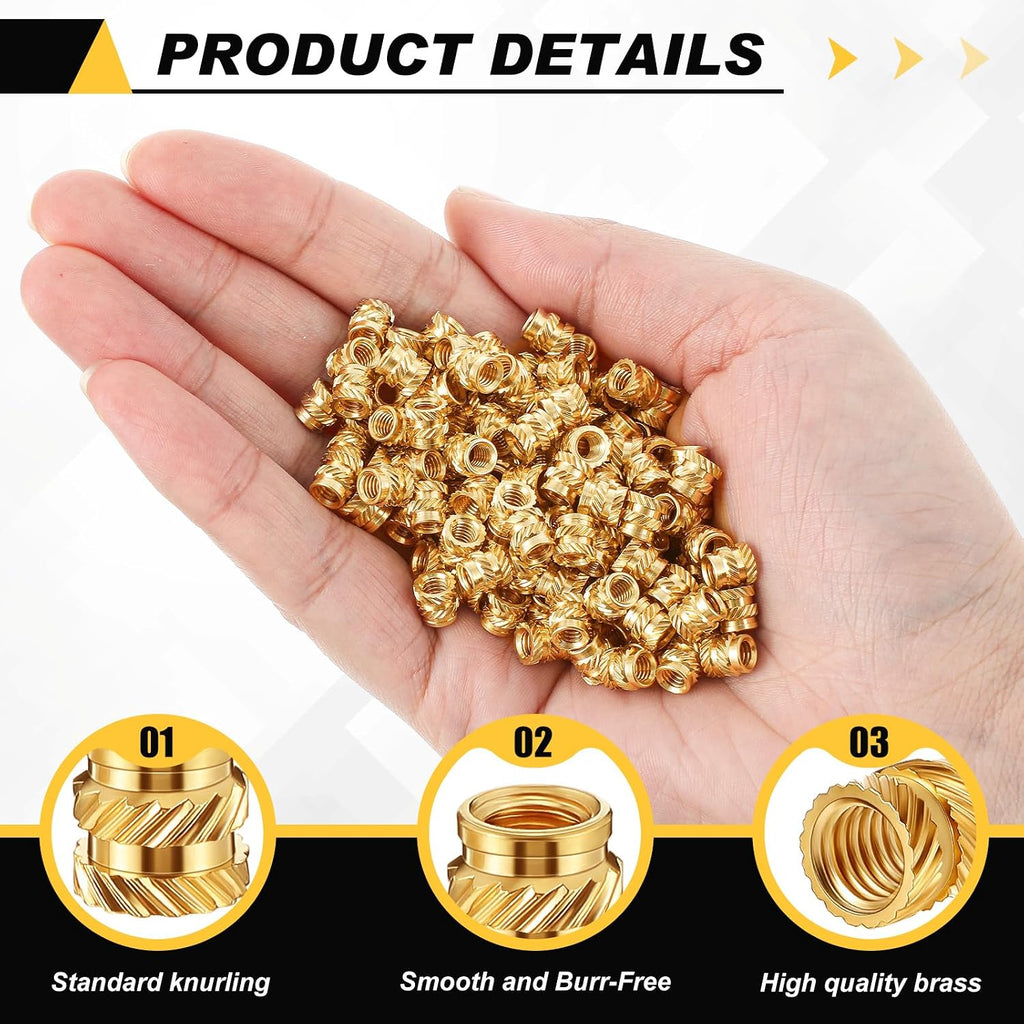 Yaocom 300 Pcs M4 Threaded Inserts M4 x D6 x L6 Heat Set Inserts