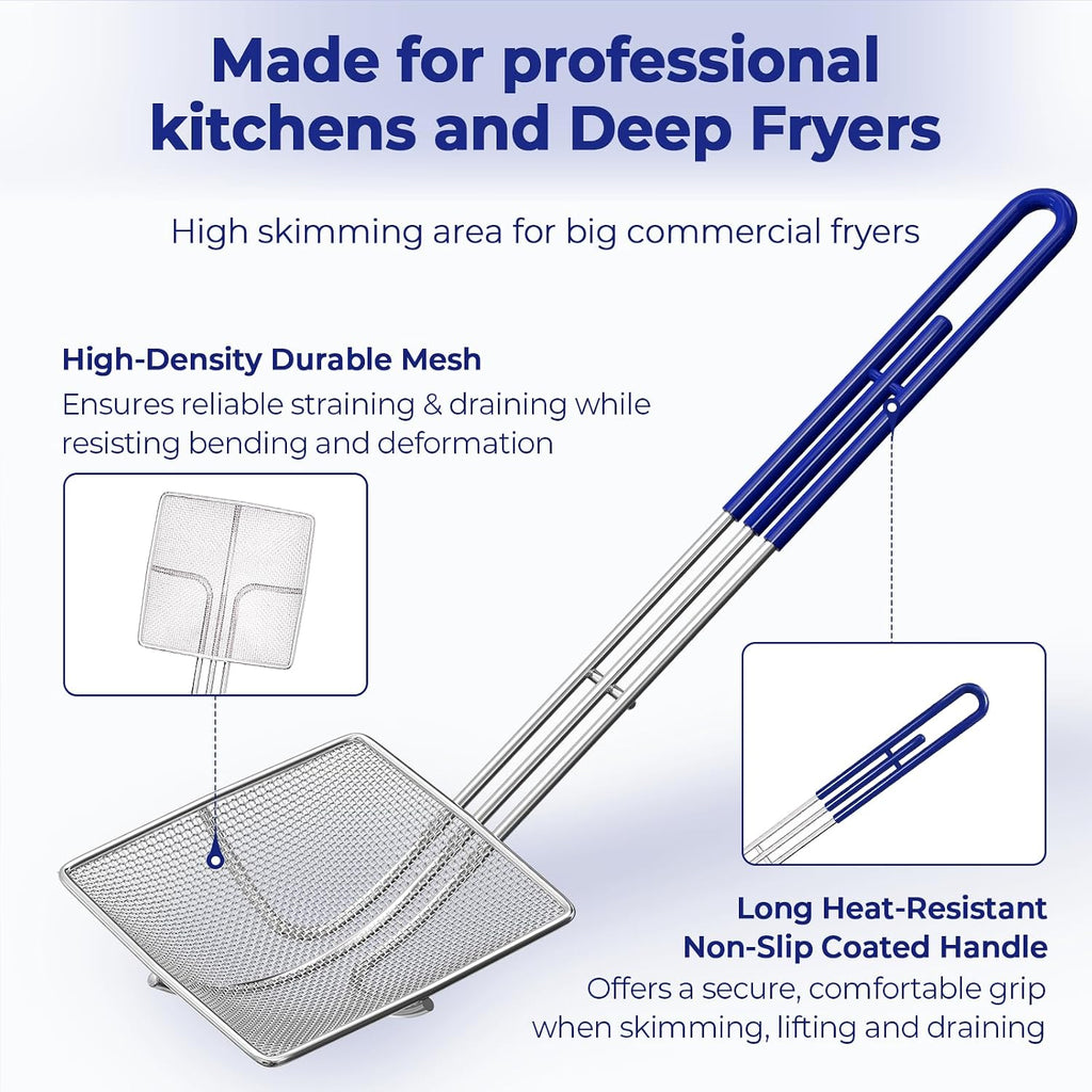 2-Pack Square Mesh Strainer – 6.5" Stainless Steel Fryer Skimmer