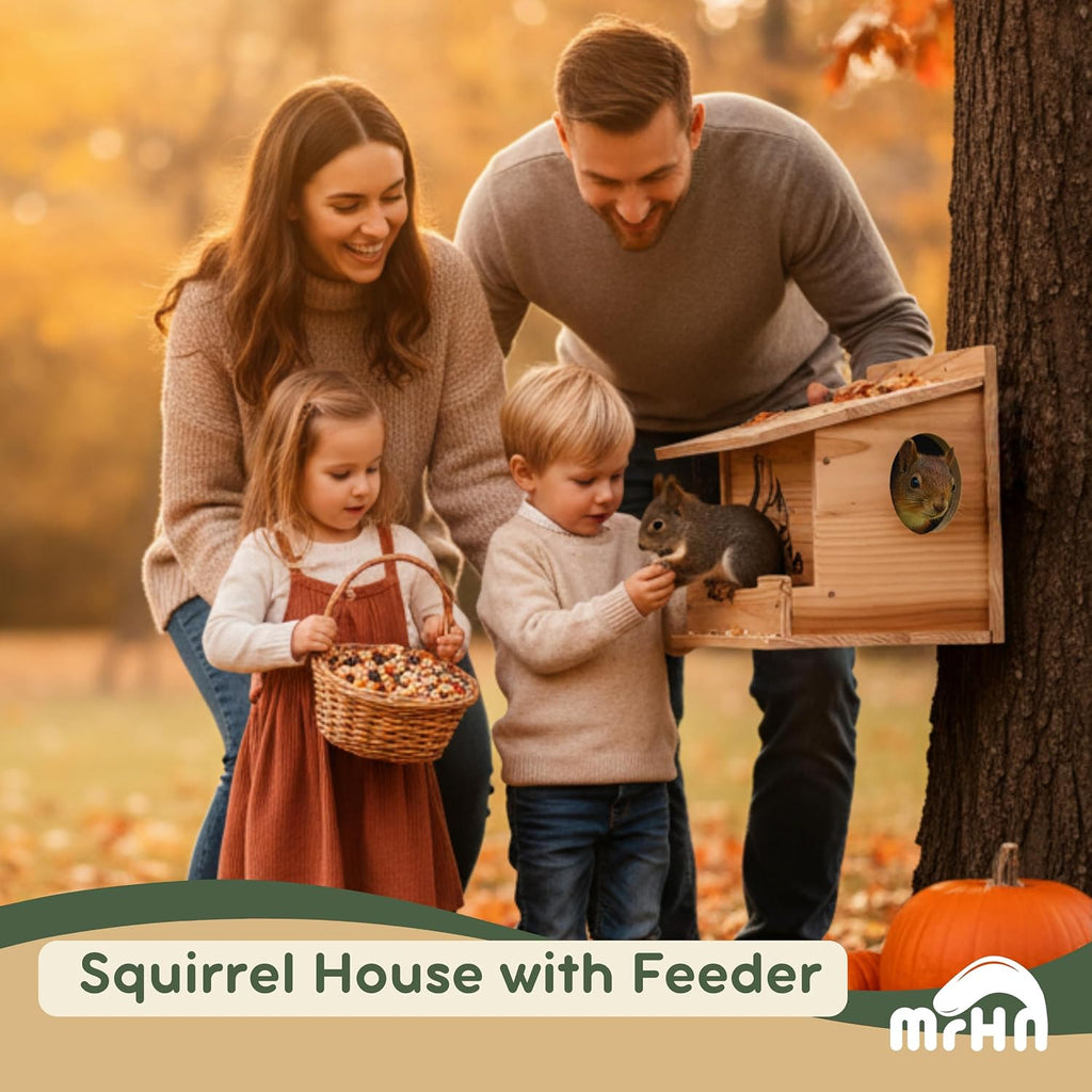 Squirrel House - 2in1 Front Feeder Squirrel Houses for Outside Nesting
