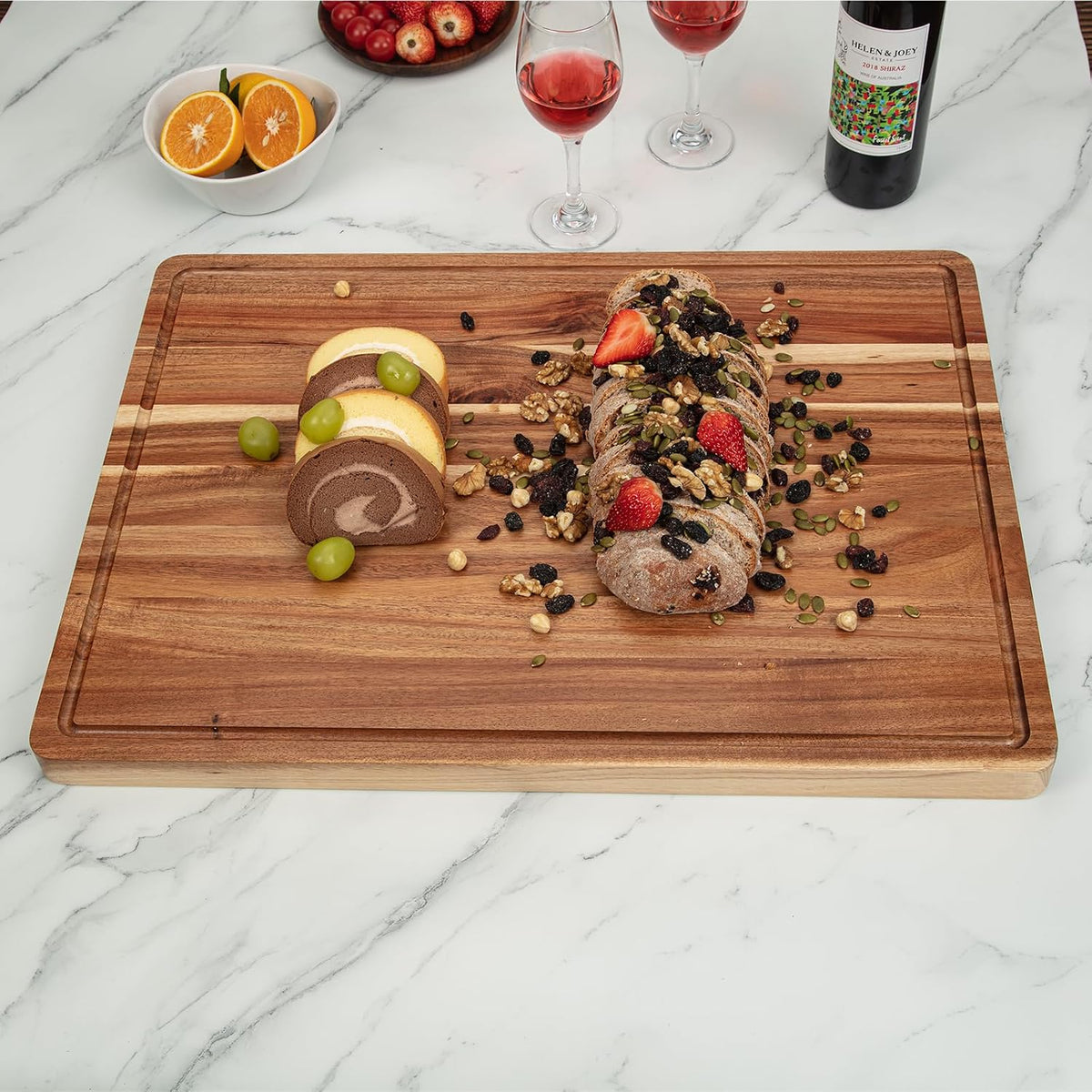 24 x 18 In Acacia Cutting Boardfor Kitchen, XXL Extra Large Charcuterie Cheese Platter Serving Tray, Food Prep and