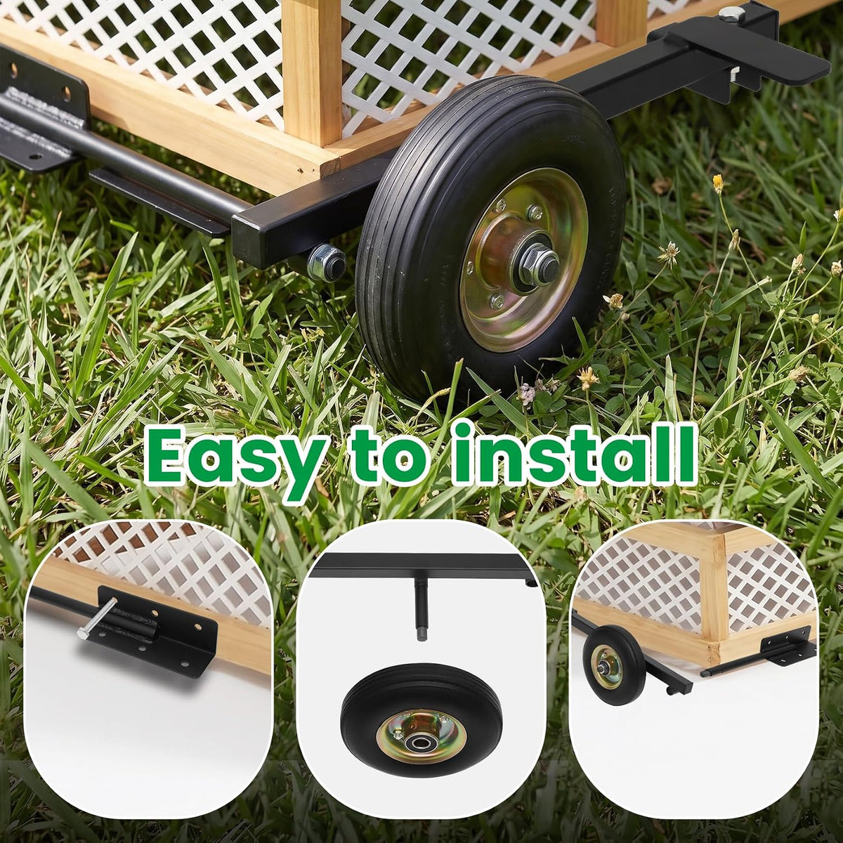Chicken Coop Wheel Kit with Lift Assist Handle