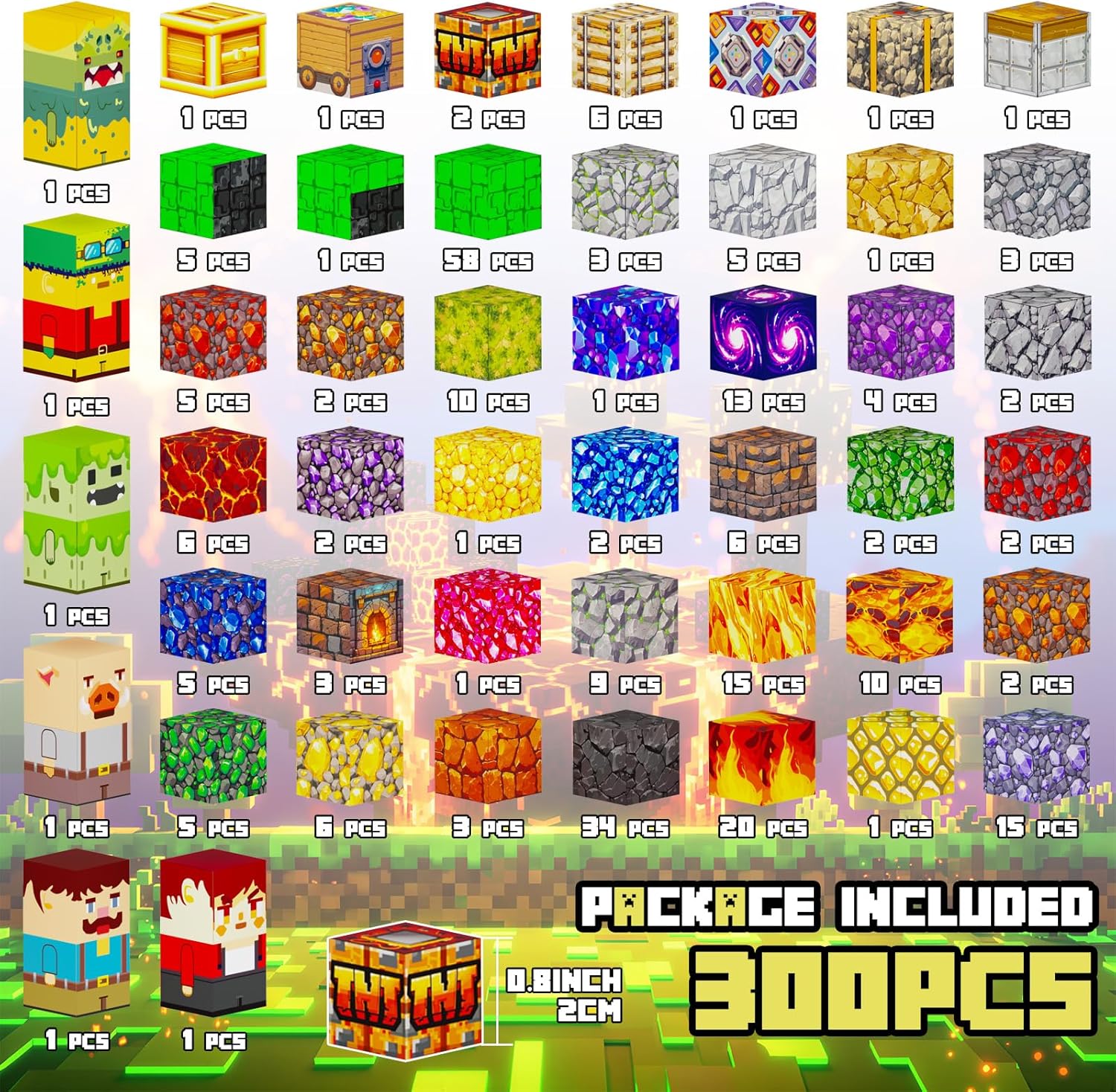 Magnetic Building Blocks, STEM Toys Educational Magnet Cubes for Kids Ages 4-12 (Lava Portal-300pcs)